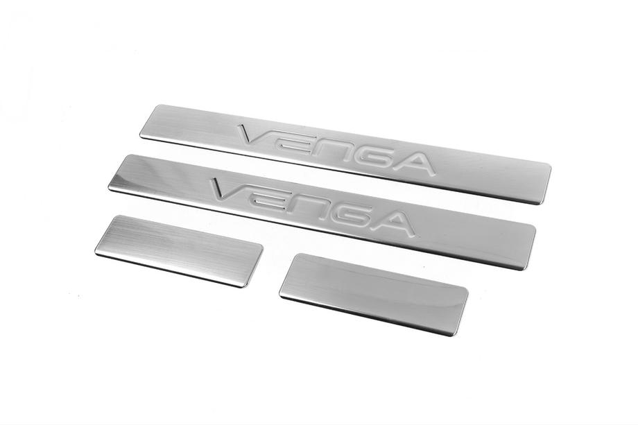 Kia Venga 2010-2019 гг. Накладки на пороги OmsaLine (4 шт., нержавейка) Фото 2