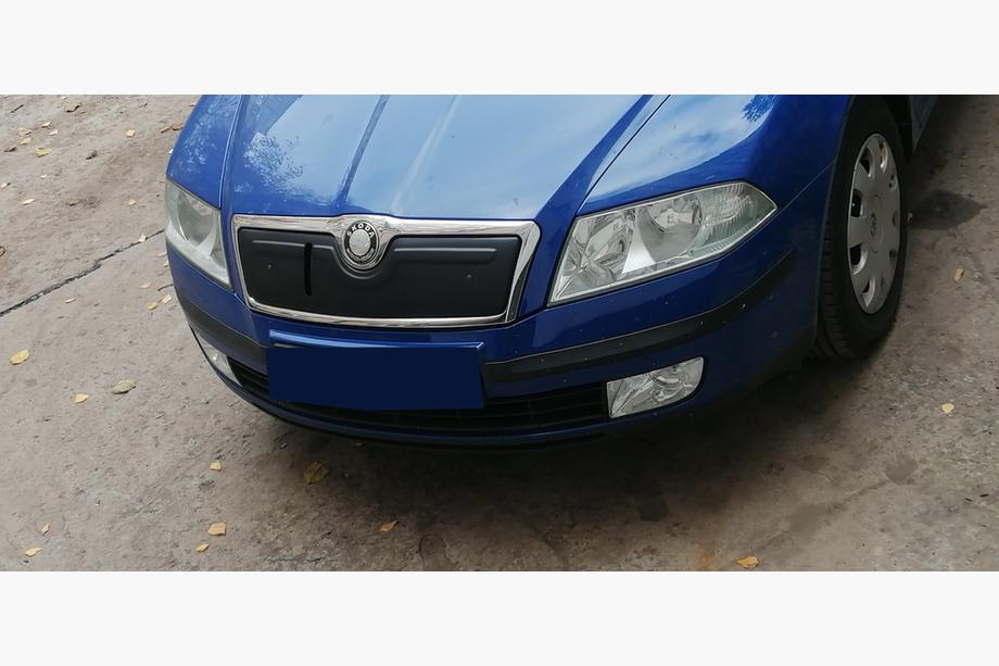 Skoda Octavia II A5 2006-2010 гг. Зимняя накладка на решетку радиатора (верхняя) Матовый Фото 3