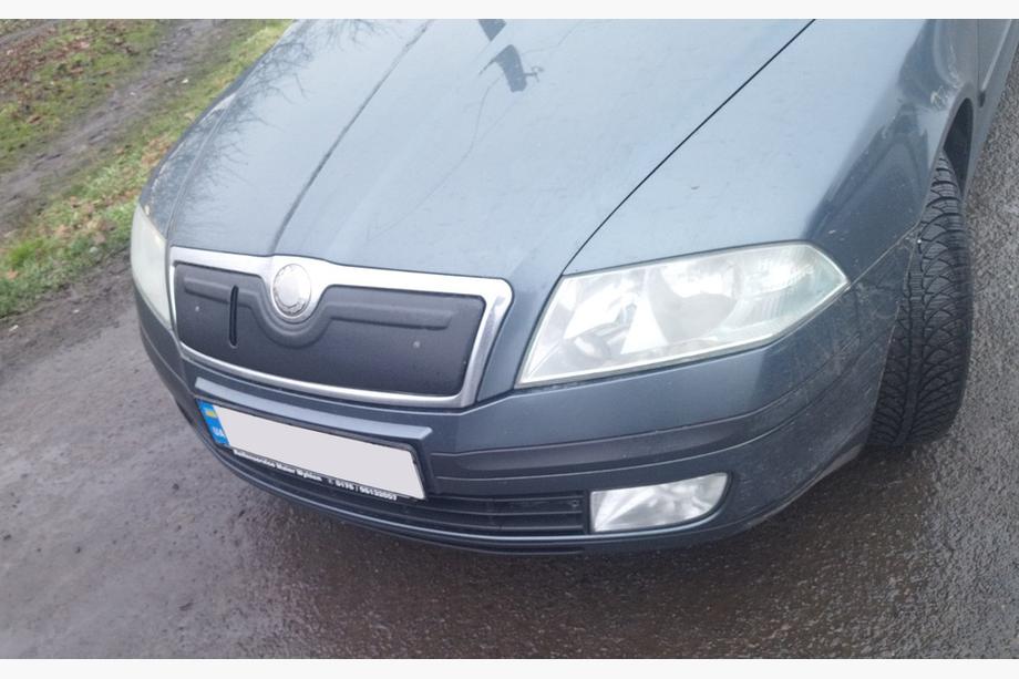 Skoda Octavia II A5 2006-2010 гг. Зимняя накладка на решетку радиатора (верхняя) Матовый Фото 2