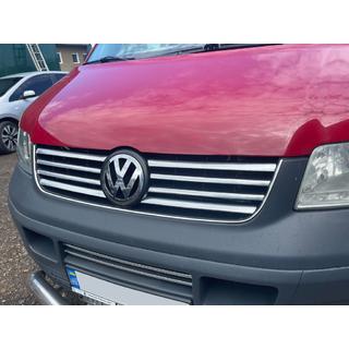 Хромированные накладки на решетку (8 полос, нержавейка) Volkswagen T5 Transporter 2003-2010 гг. фото 2