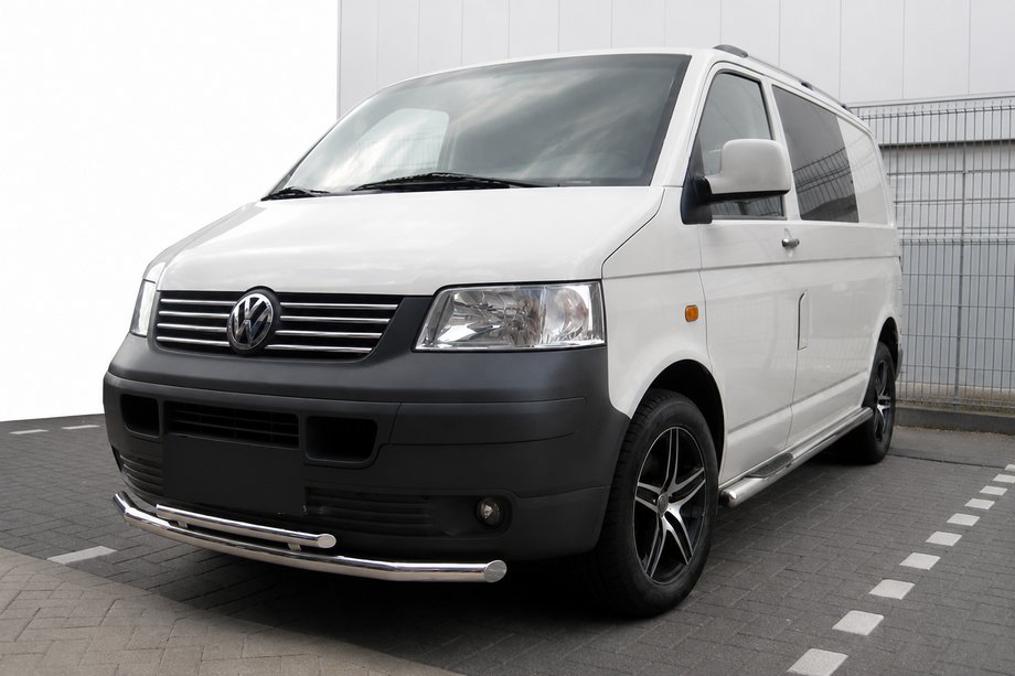 Volkswagen T5 Transporter 2003-2010 гг. Передняя защита ST014 (нержавейка) 60 x 42мм Image