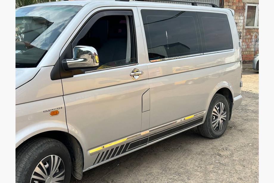 Volkswagen T5 Caravelle 2004-2010 гг. Окантовка окон (2 шт, нержавеющая сталь) Carmos - Турецкая Нержавеющая Сталь Фото 6