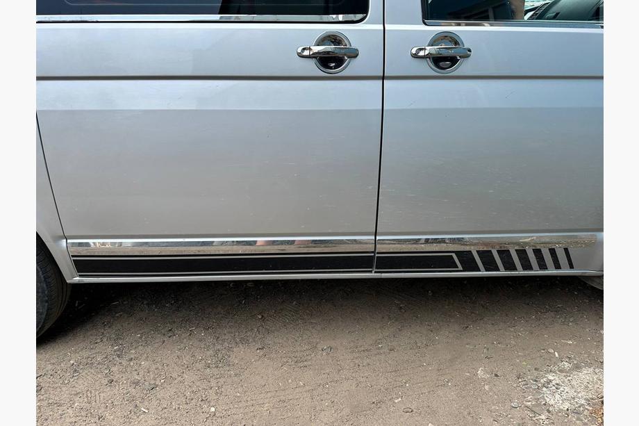 Volkswagen T5 Caravelle 2004-2010 гг. Молдинги на двери Нержавейка Хром 1 дверь, Короткая, Carmos - турецкая сталь Фото 11