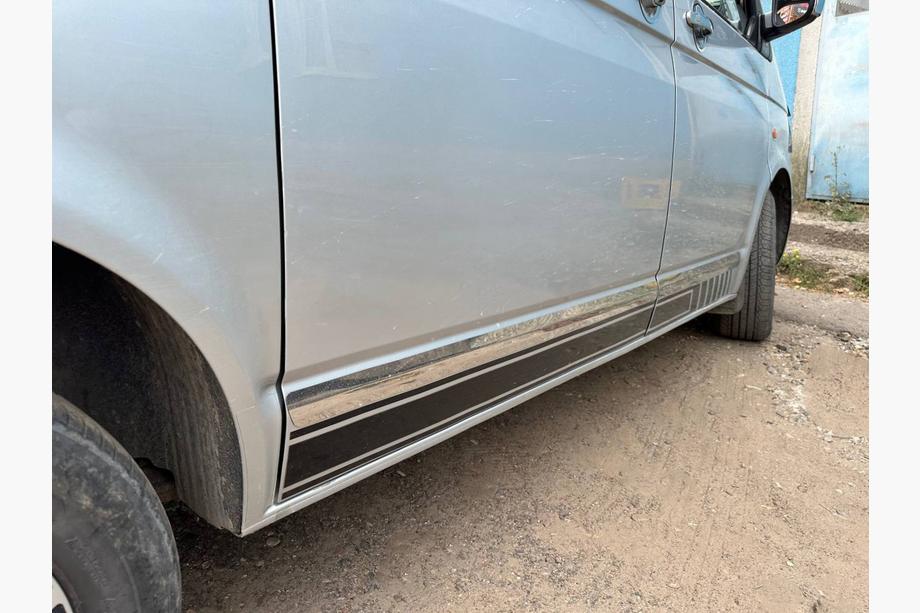 Volkswagen T5 Caravelle 2004-2010 гг. Молдинги на двери Нержавейка Хром 1 дверь, Короткая, Carmos - турецкая сталь Фото 19