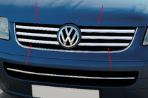 Volkswagen T5 Caravelle 2004-2010 гг. Хромированные Накладки на Решетку (6 шт, Нержавеющая Сталь) фото 3