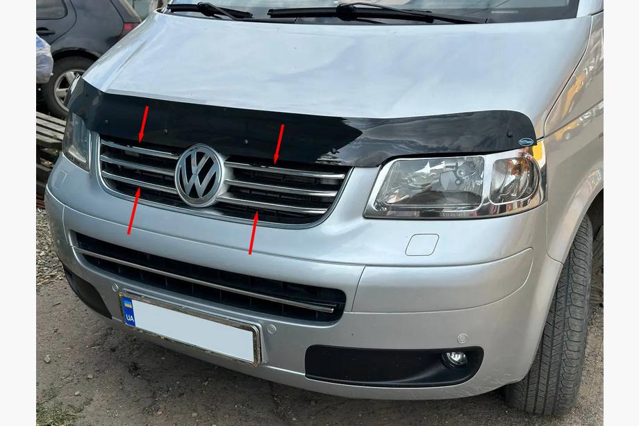 Volkswagen T5 Caravelle 2004-2010 гг. Хромированные Накладки на Решетку (6 шт, Нержавеющая Сталь) Image