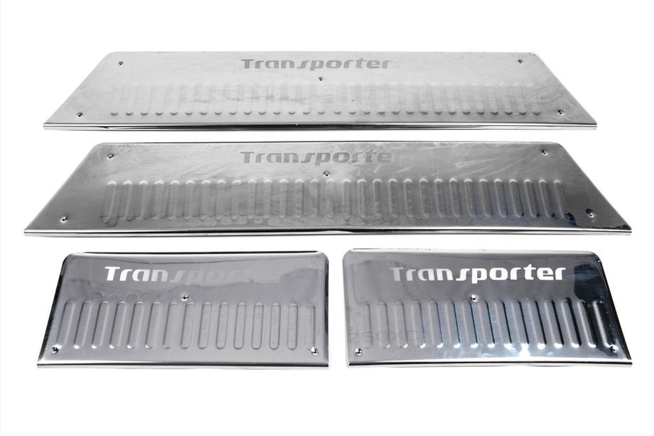 Volkswagen T5 2010-2015 гг. Накладки на внутренние пороги Carmos нержавейка 3 двери, Transporter Фото 5
