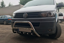 Volkswagen T5 2010-2015 гг. Кенгурятник WT003 (нержавейка) 60 мм, с надписью фото 7