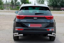 Kia Sportage 2015-2021 гг. Задняя защита двойные углы AK003 Двойной (нерж) фото 3