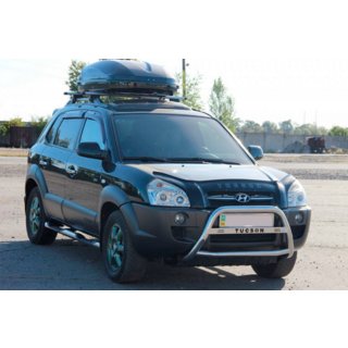 Кенгурятник WT025 (нержавейка) Hyundai Tucson JM 2004- гг. фото 4