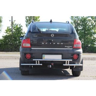 Задняя защита AK005-2 (нерж. сталь) SsangYong Action 2005-2018 гг. фото 2