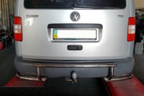 Volkswagen Caddy 2010-2015 гг. Задняя дуга AK003-3 (2 шт., нержавейка) фото 2