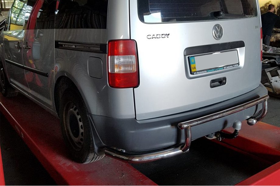 Volkswagen Caddy 2010-2015 гг. Задняя дуга AK003-3 (2 шт., нержавейка) Image