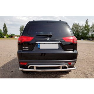 Задняя защита AK002-2 (2 шт, нерж сталь) Mitsubishi Pajero Sport 2008-2015 гг. фото 4