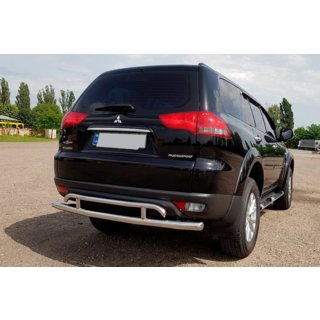 Задняя защита AK002-2 (2 шт, нерж сталь) Mitsubishi Pajero Sport 2008-2015 гг. фото 3