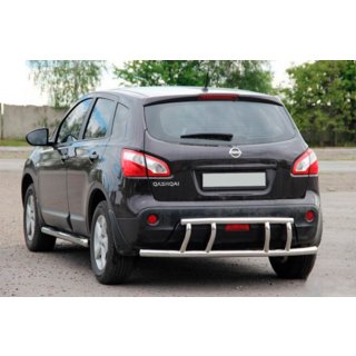 Задняя дуга AK011 (нержавейка) Nissan Qashqai 2010-2014 гг. фото 1
