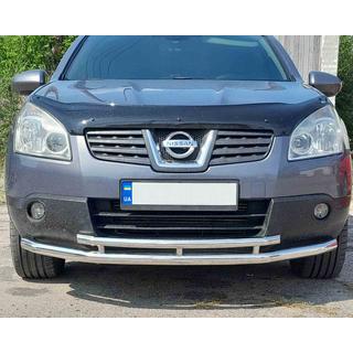 Передняя двойная дуга ST014 (нержавейка) Nissan Qashqai 2007-2010 гг. фото 1