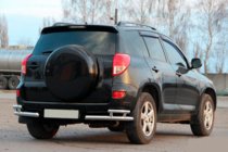 Toyota Rav 4 2006-2013 гг. Задние уголки AK003-Double (2 шт., нержавейка) фото 1