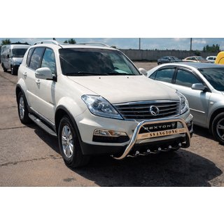 Кенгурятник WT004 Нержавейка SsangYong Rexton I 2001-2017 гг. фото 3