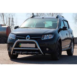 Передняя дуга WT003 (нерж. сталь) Renault Sandero 2013-2022 гг. фото 1