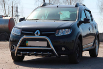Dacia Sandero 2013-2020 гг. Передняя дуга WT003 (нерж. сталь) фото 1