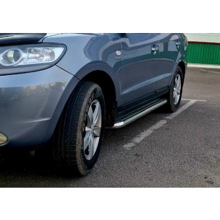 Боковые Подножки Premium (2 шт., Нержавейка) Hyundai Santa Fe 2 2006-2012 гг. фото 3