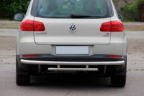 Volkswagen Tiguan 2007-2016 гг. Задняя защита AK002-2 (нерж. сталь) фото 1