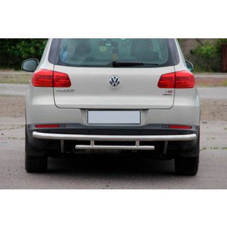 Задняя защита AK002-2 (нерж. сталь) Volkswagen Tiguan 2007-2016 гг. фото 1