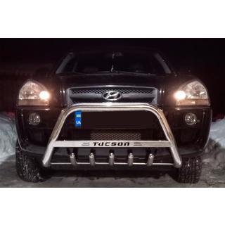 Кенгурятник WT004 (нержавейка) Hyundai Tucson JM 2004- гг. фото 3
