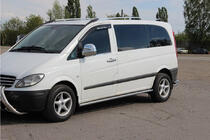 Mercedes Vito W639 2004-2014 гг. Боковые трубы BB001 (2 шт., нержавейка) d60, Длинная база (L3) фото 2