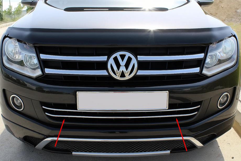 Volkswagen Amarok 2010-2022 гг. Накладки на передний бампер из нержавеющей стали (2 шт) Image