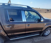 Volkswagen Amarok 2010-2022 гг. Окантовка окон нержавейка (4 полоски) Carmos - Турецкая Нержавеющая Сталь фото 3