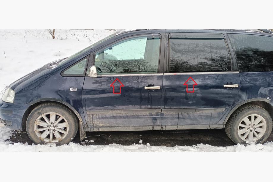 Volkswagen Sharan 1995-2010 гг. Окантовка окон нержавейка (4 шт) Carmos - Турецкая Нержавеющая Сталь Image