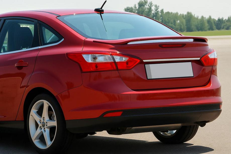 Ford Focus III 2011-2017 гг. Узкая накладка из нержавейки над номером Седан (Хром) Image