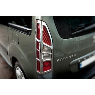 Хром Накладки на Задние Фонари Угловые (2шт, Пластик) Peugeot Partner Tepee 2008-2018 гг. фото 1