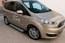 Ford Courier 2014-2023 гг. Боковые Подножки Maya V2 (2 шт., Алюминий) фото 1