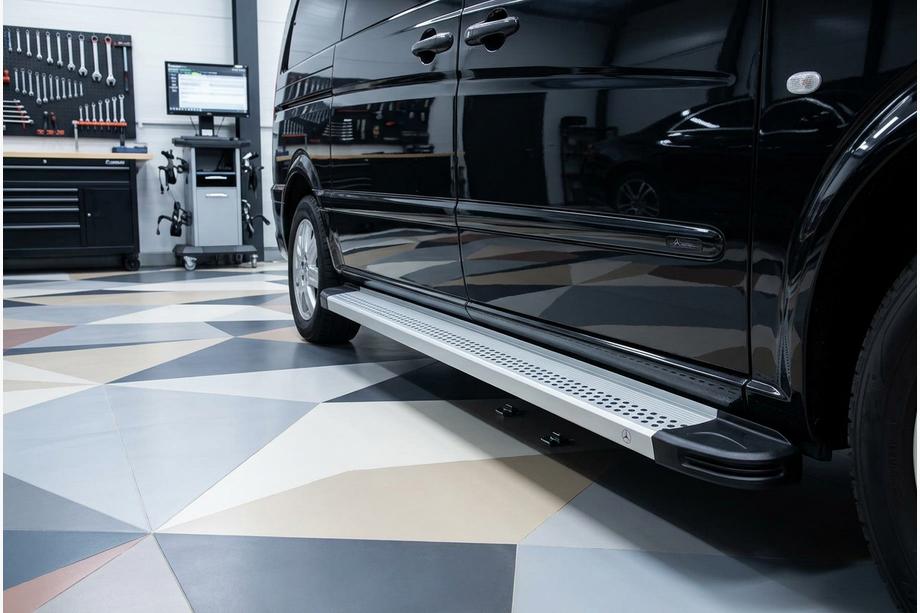 Mercedes Vito/V-class W447 2014- гг. Боковые Подножки Maya V2 (2 шт., Алюминий) Image