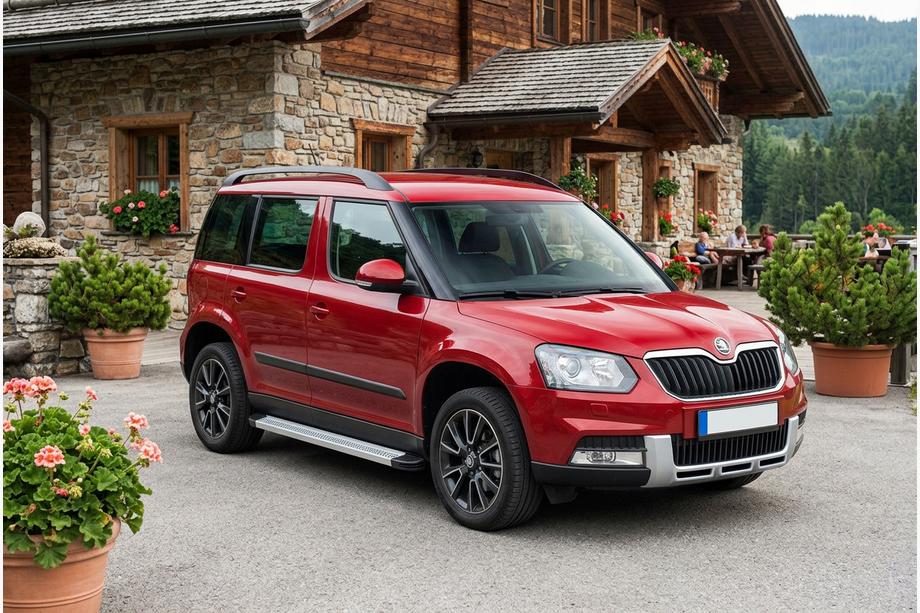 Skoda Yeti 2009-2017 гг. Боковые Подножки Maya V2 (2 шт., Алюминий) Image