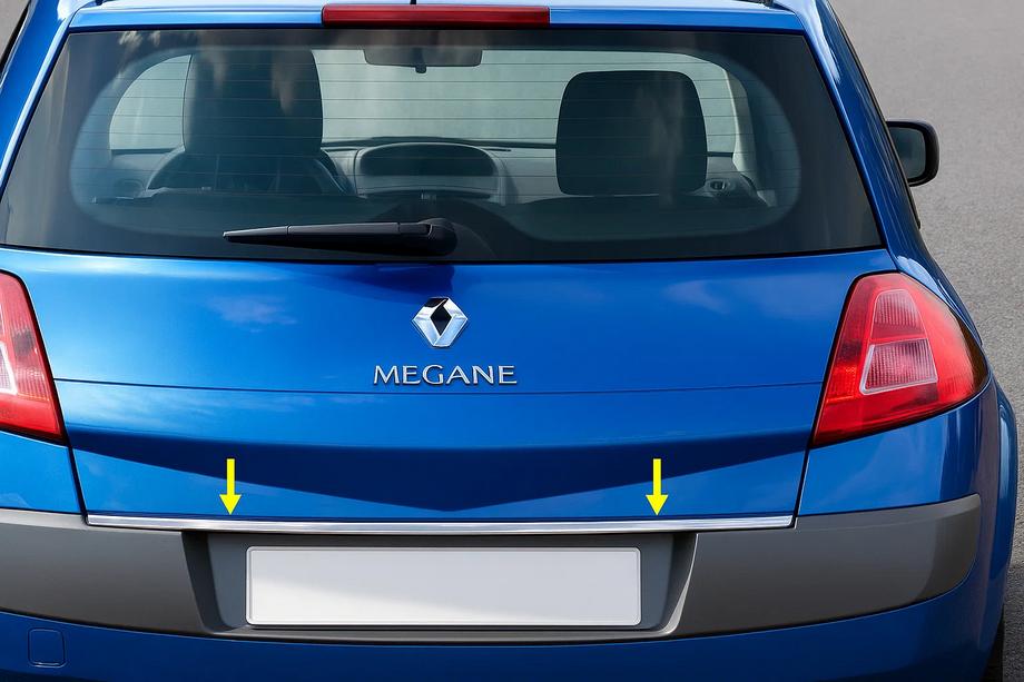 Renault Megane II 2004-2009 гг. Накладка на багажник нержавейка HB, Carmos - Турецкая сталь Image