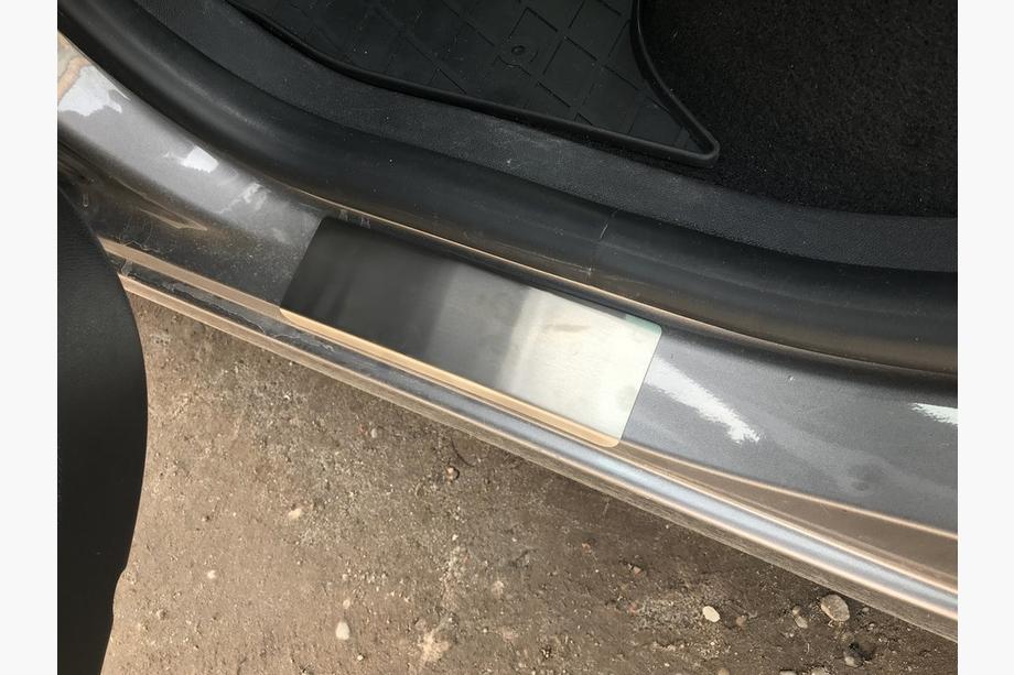 Renault Scenic/Grand 2009-2016 гг. Накладки на Пороги Nataniko (4 шт., Нержавейка) Стандарт - лента Lohmann, 0,5 мм Фото 4