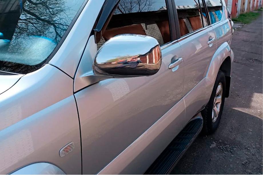 Toyota Land Cruiser Prado 120 2002-2009 гг. Накладки на Зеркала (2 шт., Нержавейка) OmsaLine - Итальянская Нержавейка Фото 4