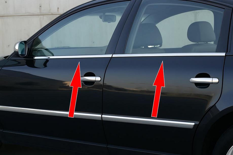 Volkswagen Passat B5 1997-2005 гг. Наружные молдинги окон нержавейка (4 шт) OmsaLine - Итальянская Нержавейка Фото 1
