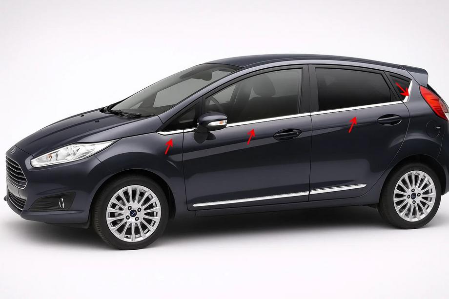 Ford Fiesta 2008-2017 гг. Окантовка стекол нержавейка (8 шт.) Image