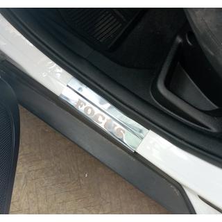Накладки на пороги нержавеющие Carmos V1 (4 шт.) Ford Focus III 2011-2017 гг. фото 3