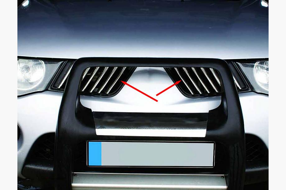 Mitsubishi L200 2006-2015 гг. Хромированные Накладки на Решетку Радиатора (14 шт, Нержавеющая Сталь) OmsaLine - Итальянская Нержавейка Фото 2