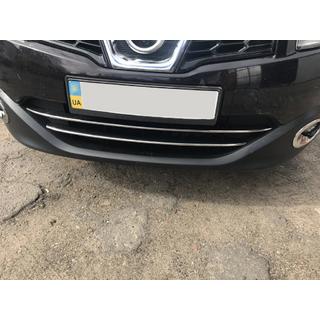 Накладки на нижнюю решетку (2 шт., нержавейка) Nissan Qashqai 2010-2014 гг. фото 4