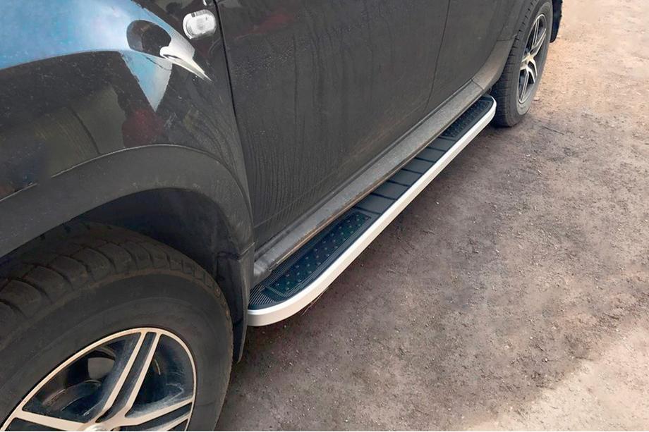 Dacia Duster 2008-2018 гг. Боковые Подножки Tayga Grey V2 (2 шт., Алюминий) Image