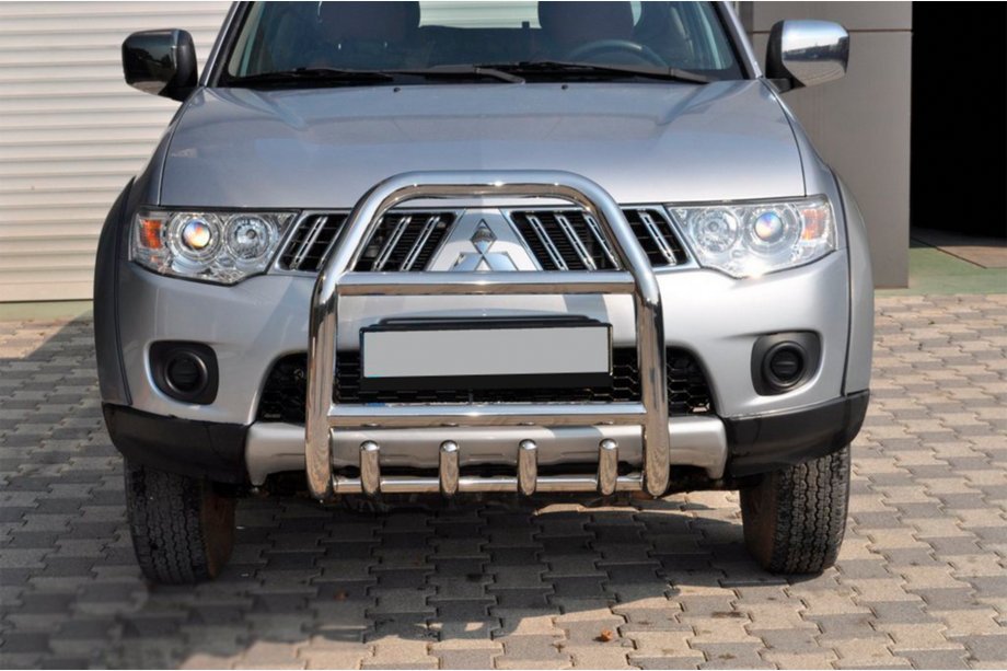 Mitsubishi Pajero Sport 2008-2015 гг. Передняя защита QT007 (нержавейка) Image