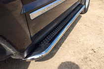 Jeep Grand Cherokee WK 2004-2010 гг. Боковые Подножки Maydos V2 (2 шт., нержавейка) фото 6