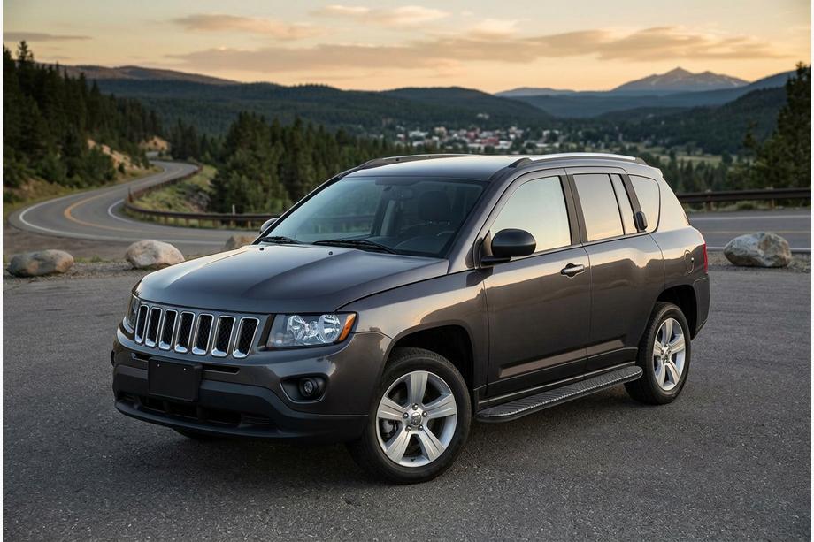Jeep Compass 2006-2016 гг. Боковые пороги Bosphorus Black (2 шт., алюминий) Image